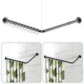 L Shaped Shower Curtain Rods, Adjustable (23''-69'' X 23''-69'') Corner Shower Rod with 12 Shower Curtain Rings for Bathroom, Bathtub, Clothing Store, Need to Drill, Black