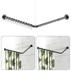 L Shaped Shower Curtain Rods, Adjustable (23''-69'' X 23''-69'') Corner Shower Rod with 12 Shower Curtain Rings for Bathroom, Bathtub, Clothing Store, Need to Drill, Black