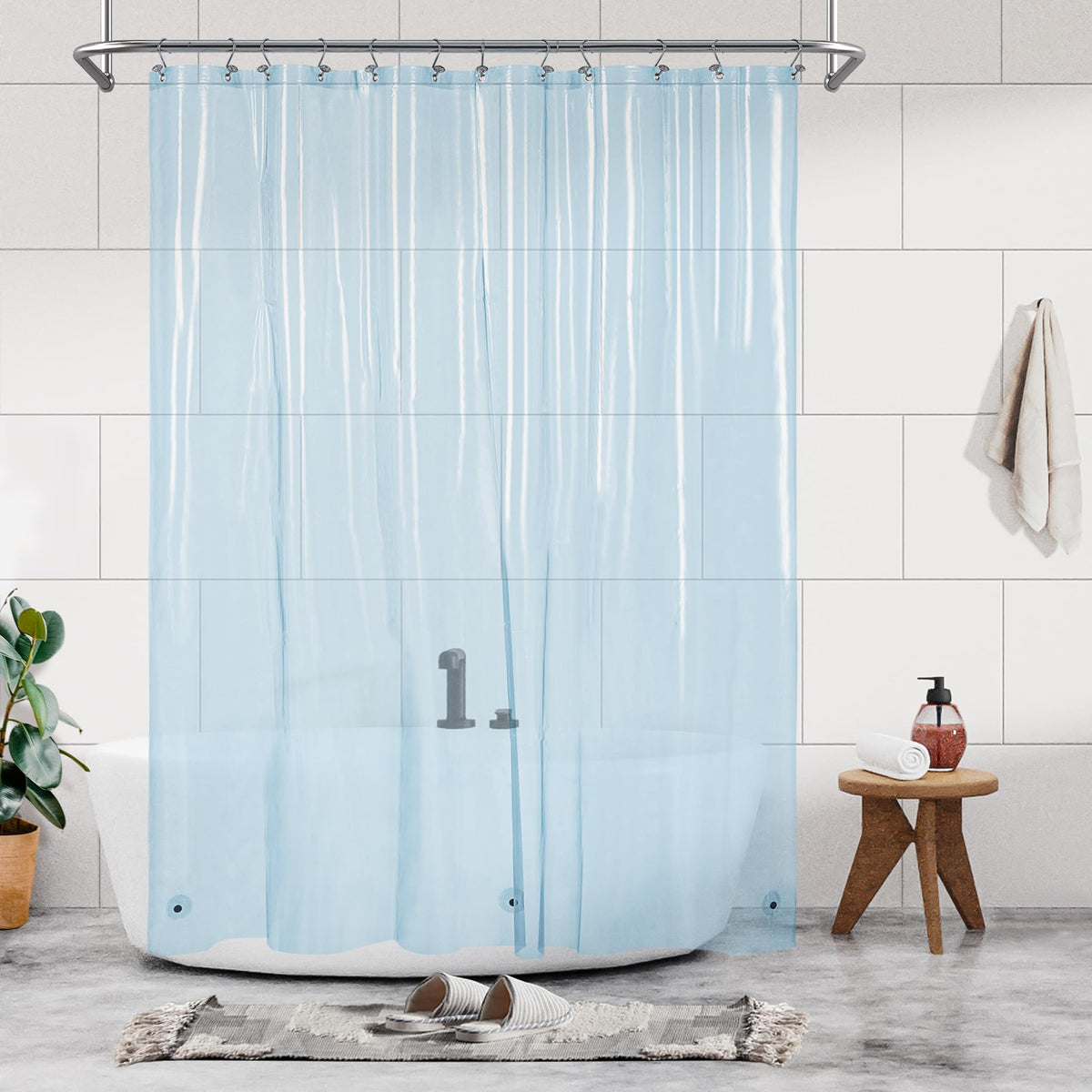 Barossa Design 48 inch Wide Stall Shower Curtain Liner with Magnets, Clear