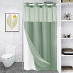 WONICY Hook-Free Shower Curtain with Snap-in Liner, Cream, 71 x 74
