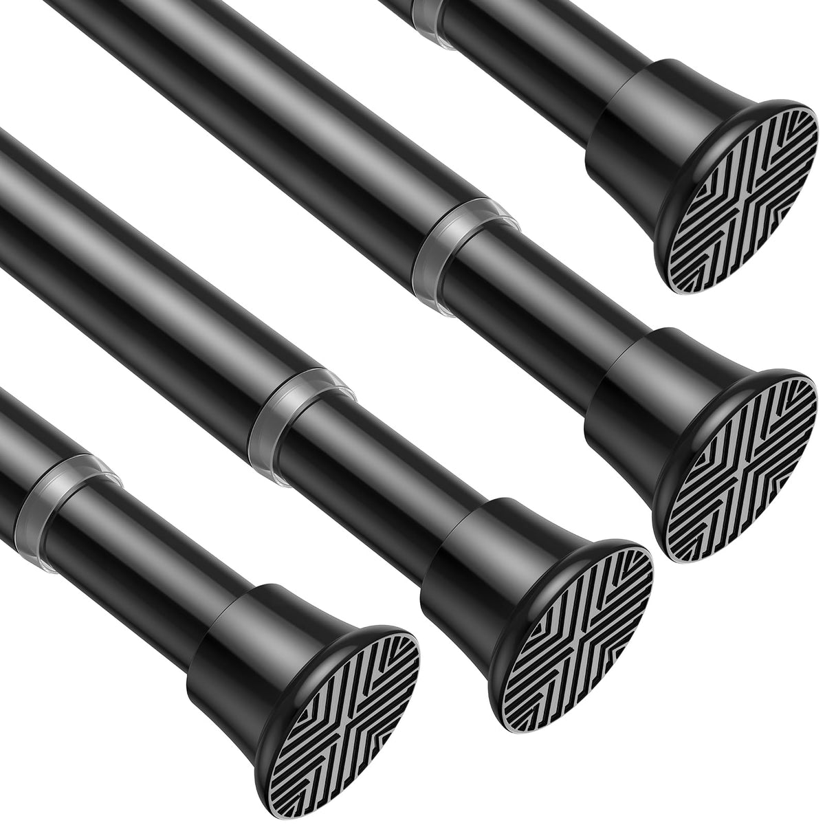 AIZESI Tension Rod 24-46 inch, Tool-Free No Drill Spring Curtain Rod, Black