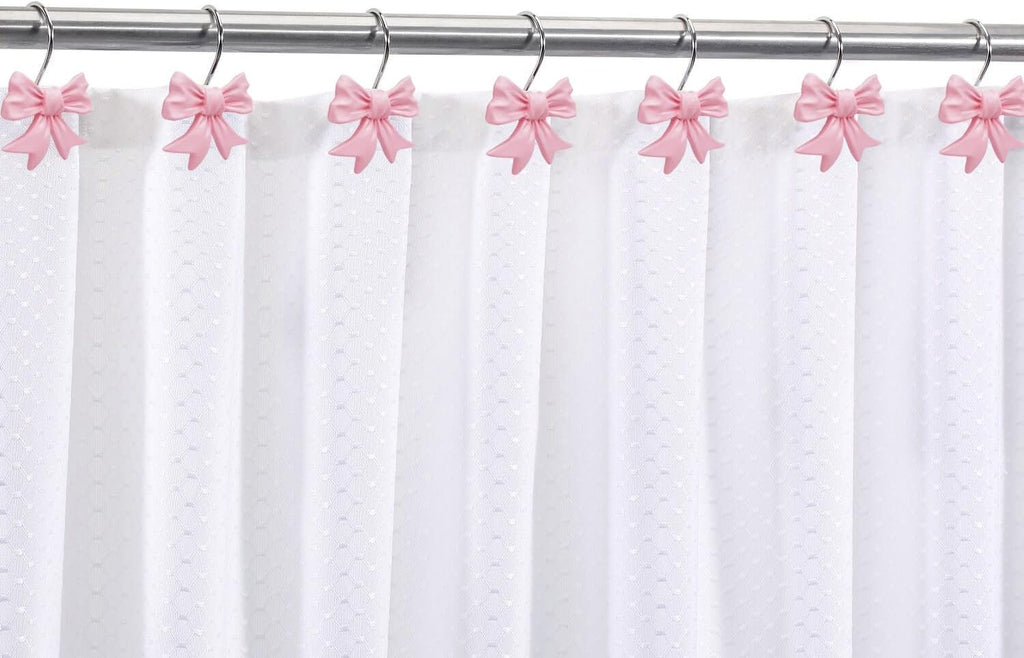 CHICTIE Decorative Shower Curtain Hooks, Bow Knot Shower Curtain Rings Hooks for Bathroom Baby Kids Room Rustproof Shower Hooks (Pink)