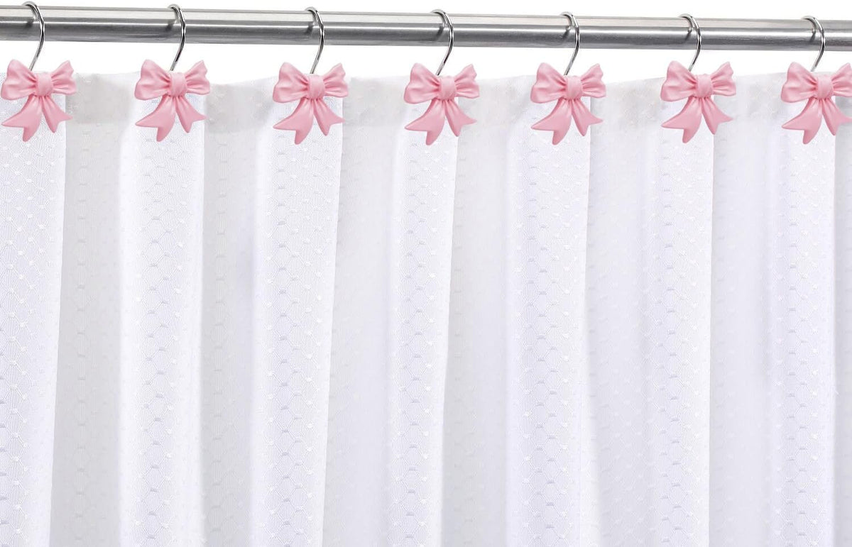CHICTIE Decorative Shower Curtain Hooks, Bow Knot Shower Curtain Rings Hooks for Bathroom Baby Kids Room Rustproof Shower Hooks (Pink)