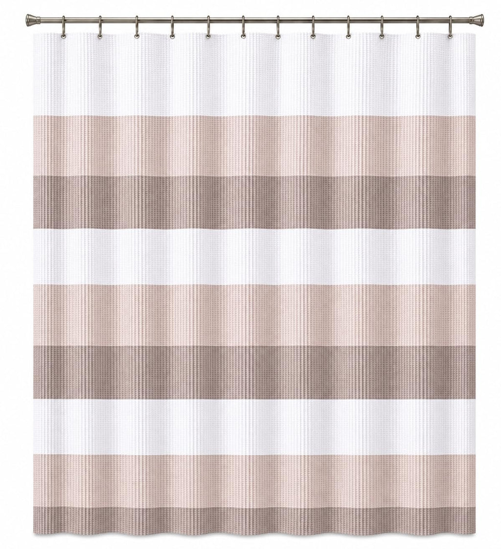 Dainty Home Ombre Waffle Weave Shower Curtain 70 x 72 Grey Textured Fabric Shower Curtain, Hotel Style Waffle Weave Bathroom Curtain, Water Resistant Polyester Ombre Shower Curtain