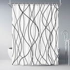 Striped Shower Curtain for Bathroom, Grey White, 72" W x 72" L