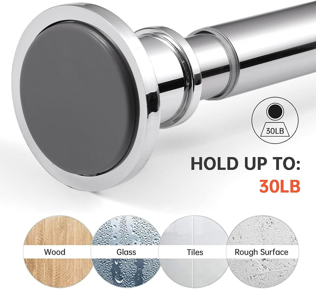 BRIOFOX Industrial Shower Curtain Rod - Rustproof Non-Slip 43-72 Inch 304 Stainless Steel Tension Curtain Rod for Window or Bathroom, Chrome
