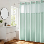 RiverDream Heavyweight Waffle No Hook Shower Curtain with Liner,White,71x74