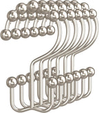 Bathway Shower Curtain Hooks Nickel Shower Curtain Rings, 12 Pcs Double Hook Shower Curtain Hooks Rings Shower Curtain Hangers Rust Proof, Metal Shower Hooks for Bathroom Shower Curtain Rod