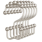 Bathway Shower Curtain Hooks Nickel Shower Curtain Rings, 12 Pcs Double Hook Shower Curtain Hooks Rings Shower Curtain Hangers Rust Proof, Metal Shower Hooks for Bathroom Shower Curtain Rod