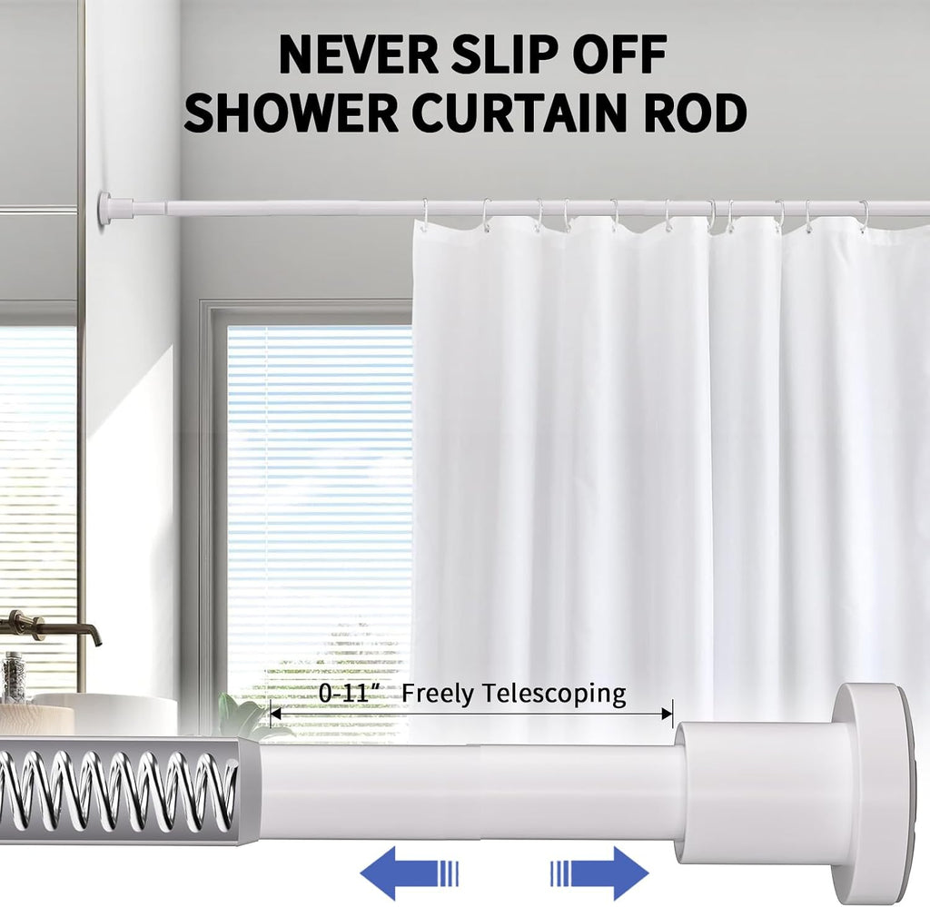 ZYRW White Shower Curtain Rod 36-84 Inches No Drill Adjustable Shower Rod