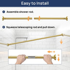 ENJOYBASICS 1" Gold Shower Curtain Rod, 30-76" Adjustable, Secure Tension