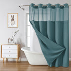 eachope No Hook Waffle Shower Curtain with Snap-in Liner, 71x74 Inch, White