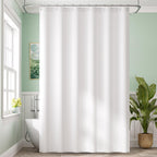 Amazer Ivory Shower Curtain Liner, Ivory Fabric Shower Liner, 2-in-1 Bathroom Shower Curtain and Liner, 12 Grommet Holes, Water Proof, Machine Washable, Hotel Quality, 72 x 72 Inches