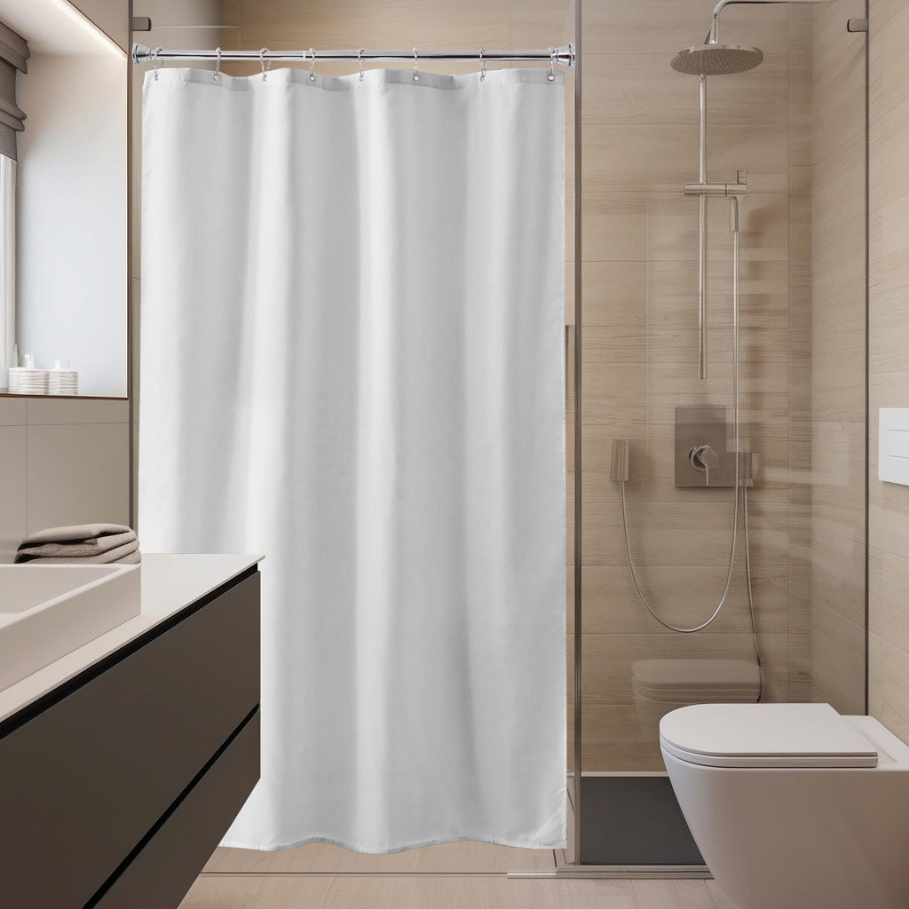 Amazer Ivory Shower Curtain Liner, Ivory Fabric Shower Liner, 2-in-1 Bathroom Shower Curtain and Liner, 12 Grommet Holes, Water Proof, Machine Washable, Hotel Quality, 72 x 72 Inches