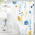 Gibelle 3 in 1 Sage Green Watercolor Floral Shower Curtain Liner Set, 72x72