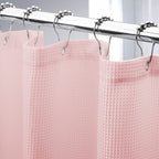 AmazerBath Extra Long Shower Curtain 96 Inches Long, Waffle Shower Curtain White Extra Long, Fabric Shower Curtains for Bathroom, Heavy Duty 240G Waffle Textured, 72x96 Inches