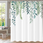 Shower Curtain Blue Eucalyptus Shower Curtains for Bathroom, Watercolor Leaf Shower Curtain Sets Waterproof Plant Shower Curtain Leaves Fabric Cloth Bathroom Curtains 72x72 inch with Hooks