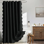 MIULEE 72"x84" Extra Long Scalloped Linen Shower Curtain Cream Beige