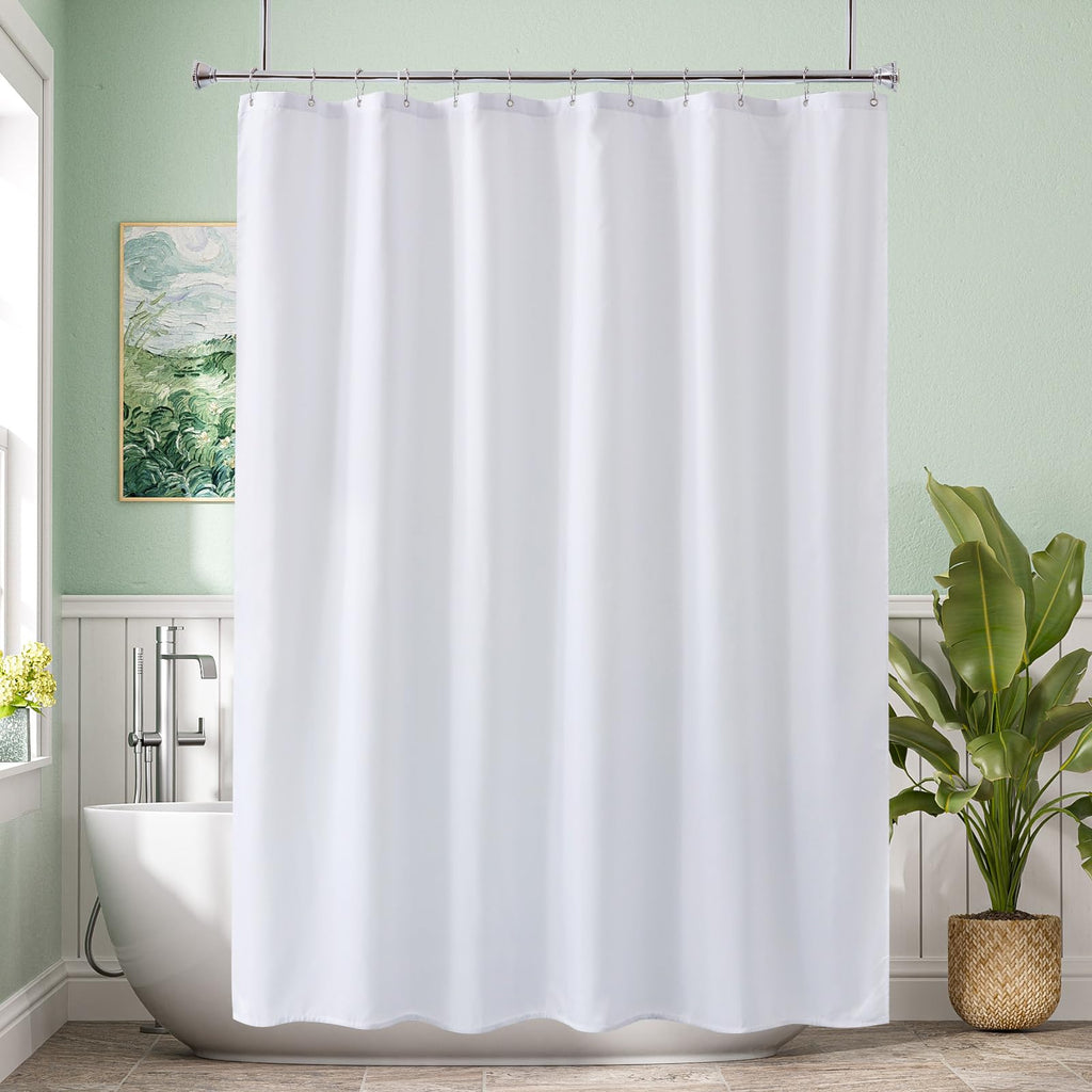 Amazer Ivory Shower Curtain Liner, Ivory Fabric Shower Liner, 2-in-1 Bathroom Shower Curtain and Liner, 12 Grommet Holes, Water Proof, Machine Washable, Hotel Quality, 72 x 72 Inches