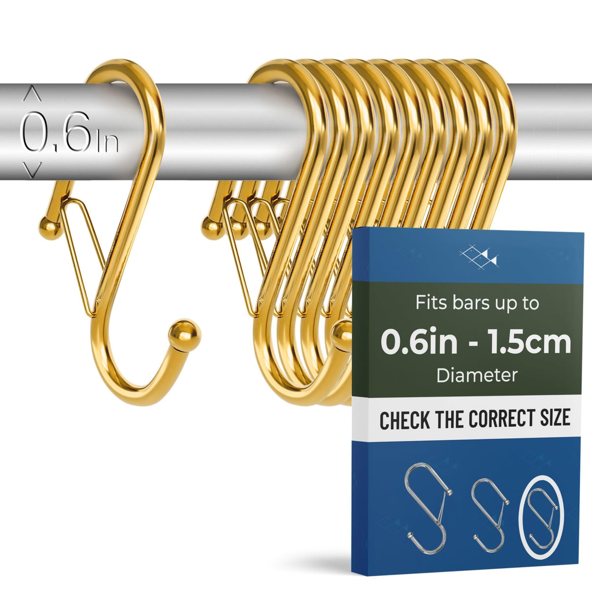 12 Metal Shower Curtain Hooks, Rust-Proof Decorative C-Shaped Curtain Hooks for Bathroom, Chrome Shower Curtain Rings, Fits Rods Up to 1 Inch (C, Silver)