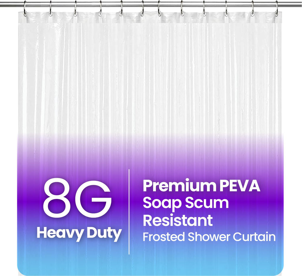 LiBa White Fabric Shower Curtain 72x72 Waterproof Heavy Duty Liner