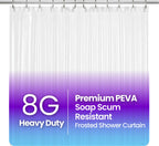 LiBa Shower Curtain PEVA 8G, 72x72 Inch Clear Pebbles with Magnets