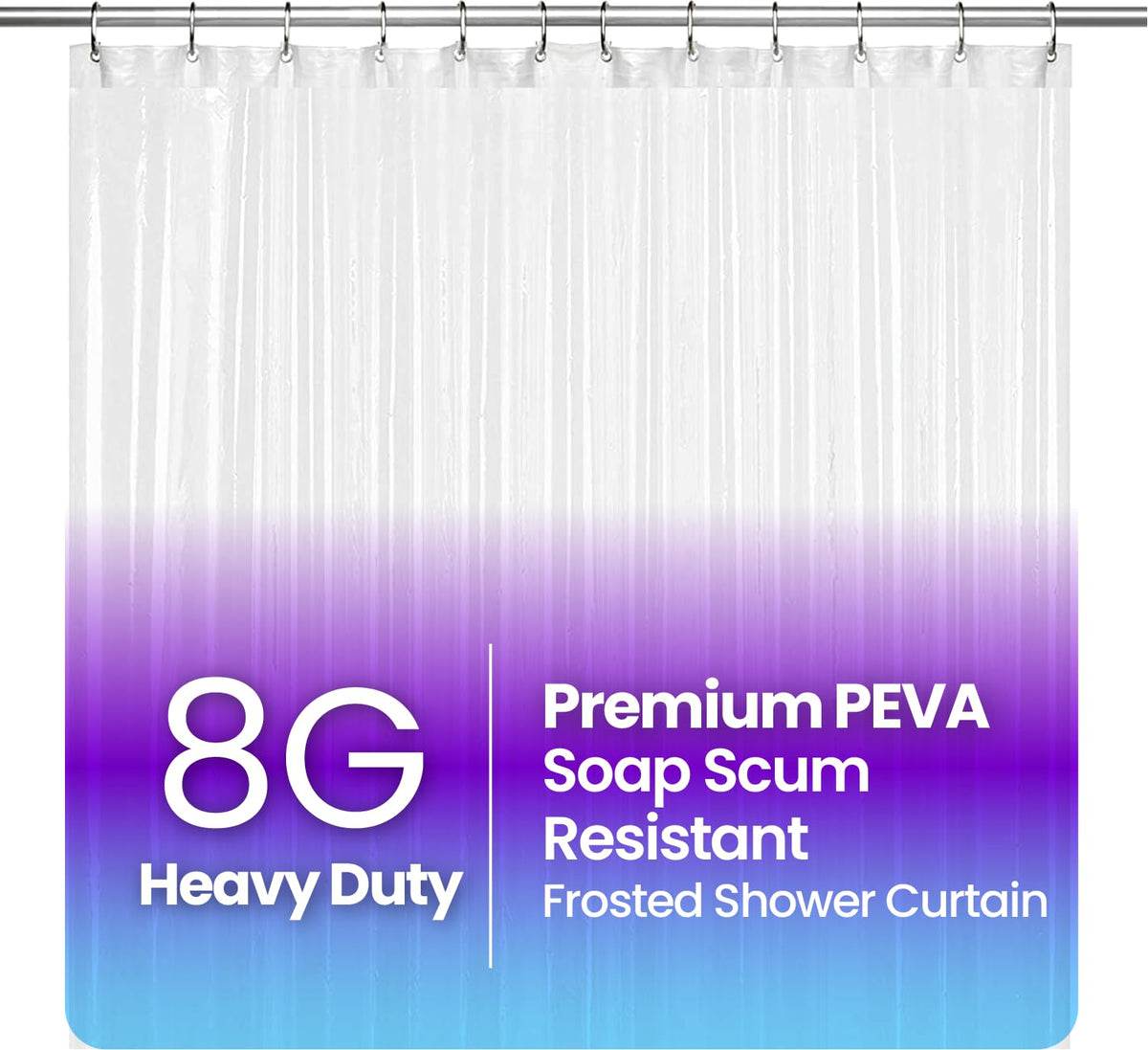LiBa Shower Curtain PEVA 8G, 72x72 Inch Clear Pebbles with Magnets
