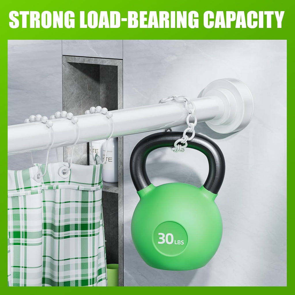 Ausemku Shower Curtain Rod Tension - 32-80 Inch Never Rust Non-Slip Spring Tension Curtain Rod No Drilling Stainless Steel Curtain Rod Use Bathroom Kitchen（White）