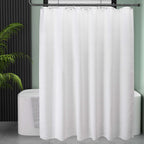 AmazerBath Short Shower Curtain 72x65 Inches, White Shower Curtain Waffle Textured, Heavy Duty 240GSM, Fabric Shower Curtain, Hotel Quality Bathroom Shower Curtains, Thick and Heavy