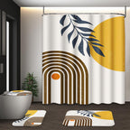Bathroom Sets with Shower Curtain and Rugs, Set of 4 Geometric Boho