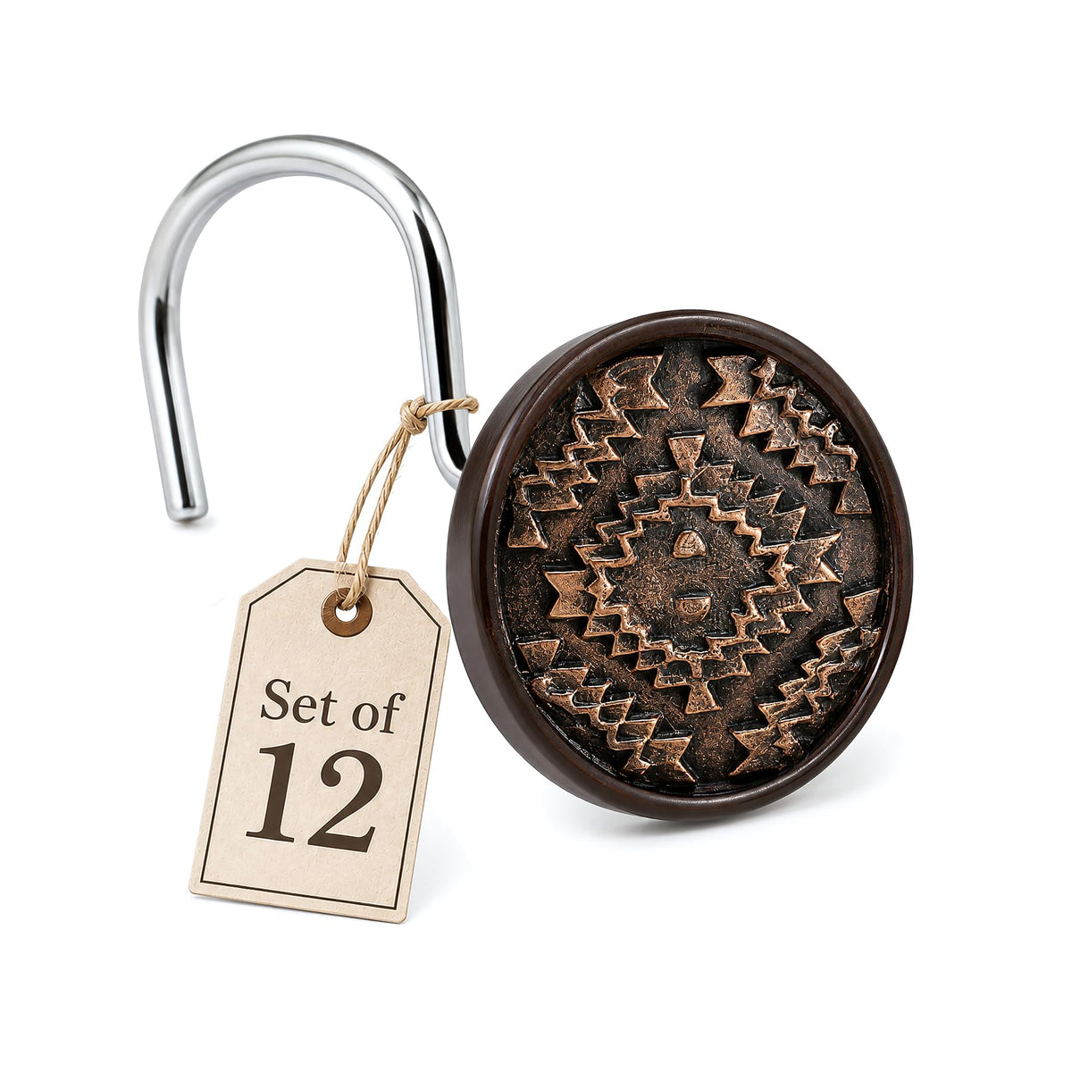 Creative Scents White Shower Curtain Hooks Decorative | Set of 12