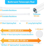 MEXAU Tension Curtain Rod for Windows 45 to 77 Inch, White