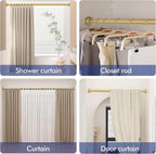 Shower Curtain Rod Adjustable 32"-80", Tension Shower Curtain Rod No Drilling Stainless Steel Rust Proof for RV Bathroom Shower Stall Apartment, Gold