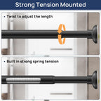 ENJOYBASICS 1" Black Shower Curtain Rod, 30-76" Adjustable, Secure Tension