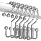 Titanker Shower Curtain Hooks Rings, Rust Resistant Metal Double Glide Shower Hooks for Bathroom Shower Rods Curtains, Set of 12 Hooks - White