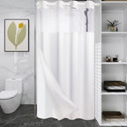 WONICY Hook-Free Shower Curtain with Snap-in Liner, Cream, 71 x 74