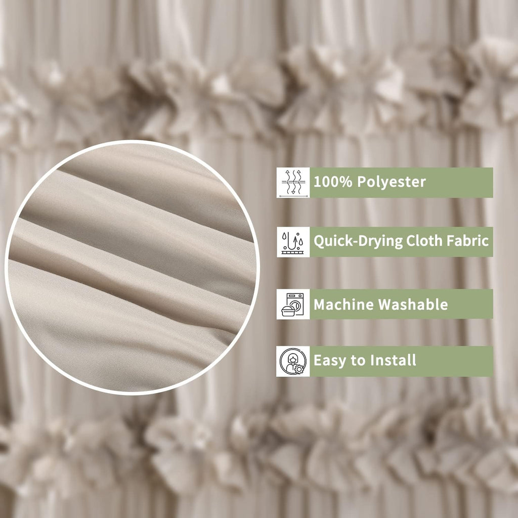 Homechoice Decor Camel Ruffle Shower Curtain 72" W x 72" H