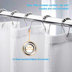 AmazerBath Short Shower Curtain 72x65 Inches, White Shower Curtain Waffle Textured, Heavy Duty 240GSM, Fabric Shower Curtain, Hotel Quality Bathroom Shower Curtains, Thick and Heavy