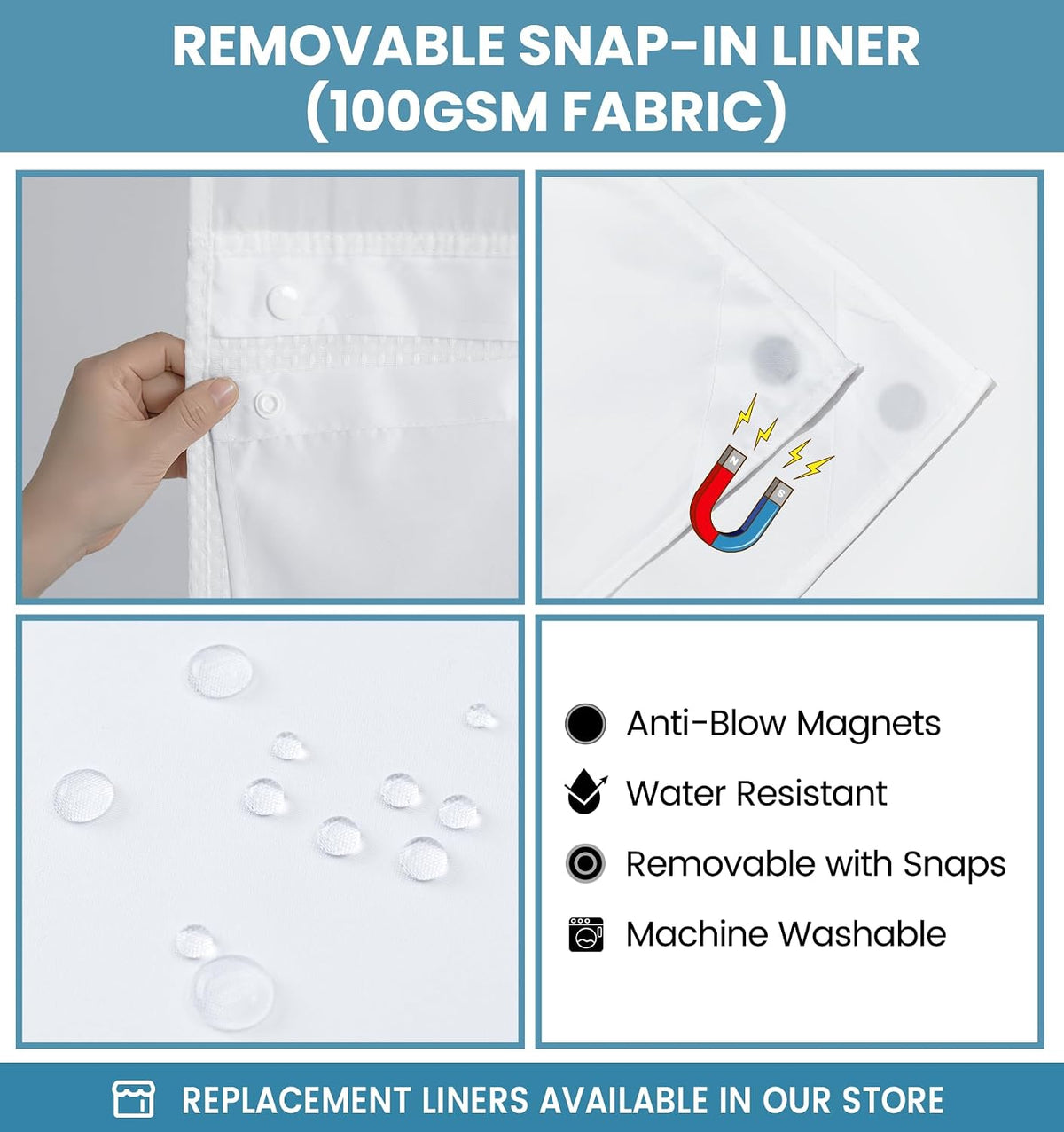 SORTTO Ringless Waffle Shower Curtain with Snap in Liner Set, 71x74, White
