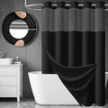 Dynamene Ringless Waffle Weave Fabric Shower Curtain Set, Black, 72"x75"