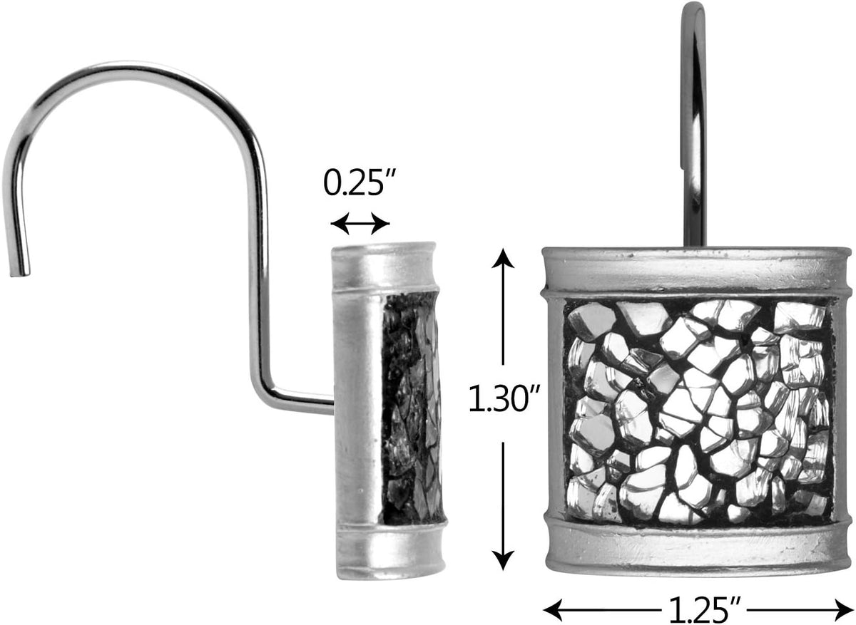 Creative Scents Silver Shower Curtain Hooks Decorative | Set of 12