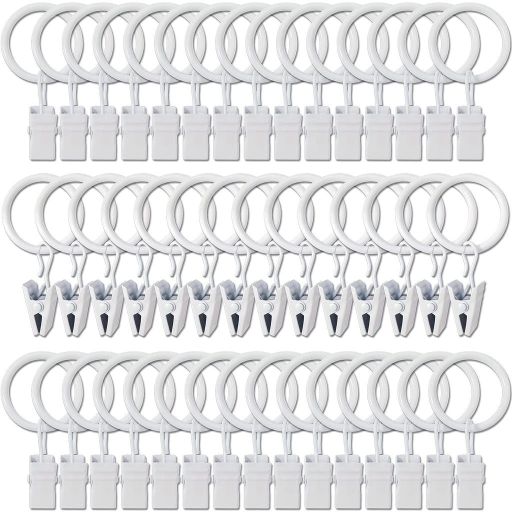 40 Pack Curtain Rings with Clips, Drapery Clips with Rings, Drapes Rings 1.26 in Interior Diameter, Fits up to 1 in Curtain Rod, Black