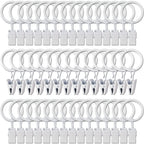 40 Pack Curtain Rings with Clips, Drapery Clips with Rings, Drapes Rings 1.26 in Interior Diameter, Fits up to 1 in Curtain Rod, Black