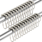Amazer Shower Curtain Hooks Rings, Rust-Resistant Stainless Steel Double Shower Curtain Hooks, Shower Hooks for Shower Curtain and Liner Bathroom, Set of 12, Chrome