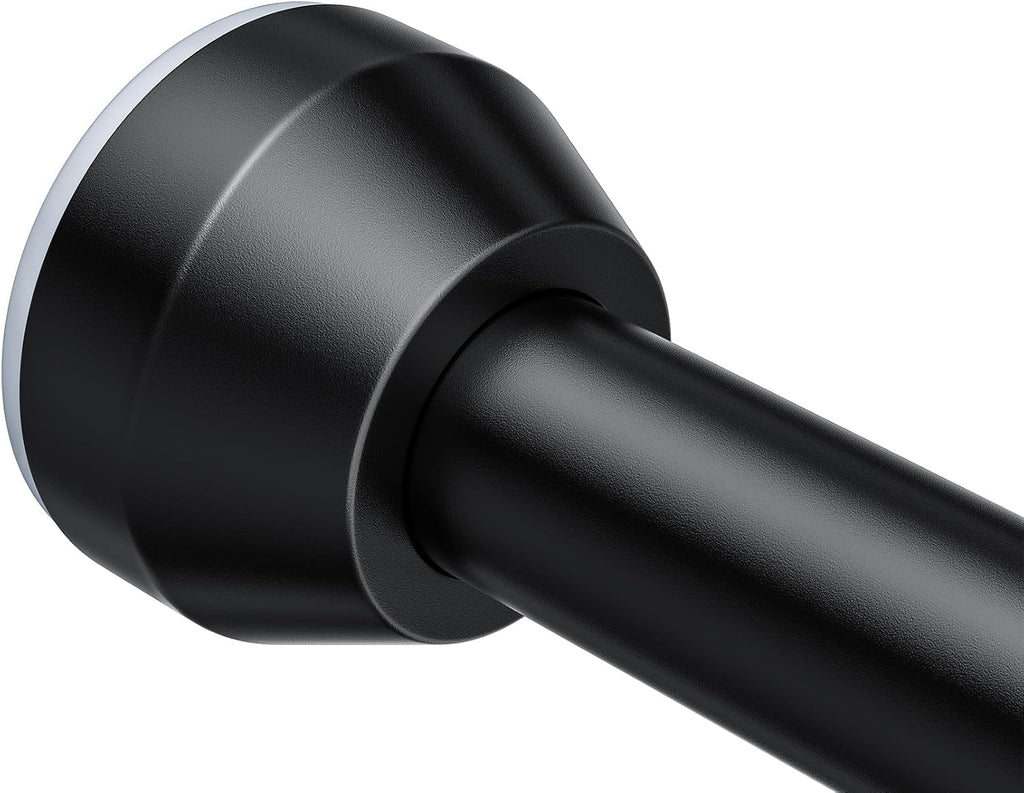 TEECK Shower Curtain Rod, 32-79 inch Adjustable Tension Spring, 1 Inch Shower Curtain Rod Tension, Anti-Slip, Rust-Proof, No Drilling, for Bathroom, Black