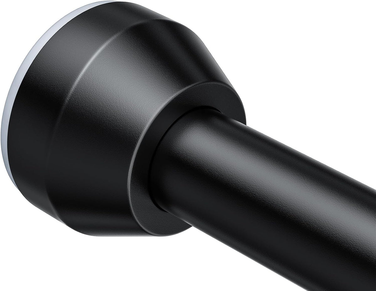 TEECK Shower Curtain Rod, 32-79 inch Adjustable Tension Spring, 1 Inch Shower Curtain Rod Tension, Anti-Slip, Rust-Proof, No Drilling, for Bathroom, Black