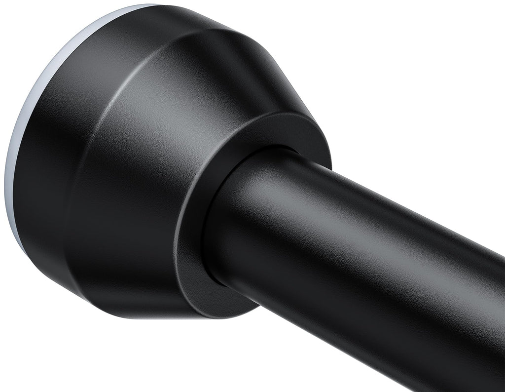 TEECK Shower Curtain Rod, 32-79 inch Adjustable Tension Spring, 1 Inch Shower Curtain Rod Tension, Anti-Slip, Rust-Proof, No Drilling, for Bathroom, Black