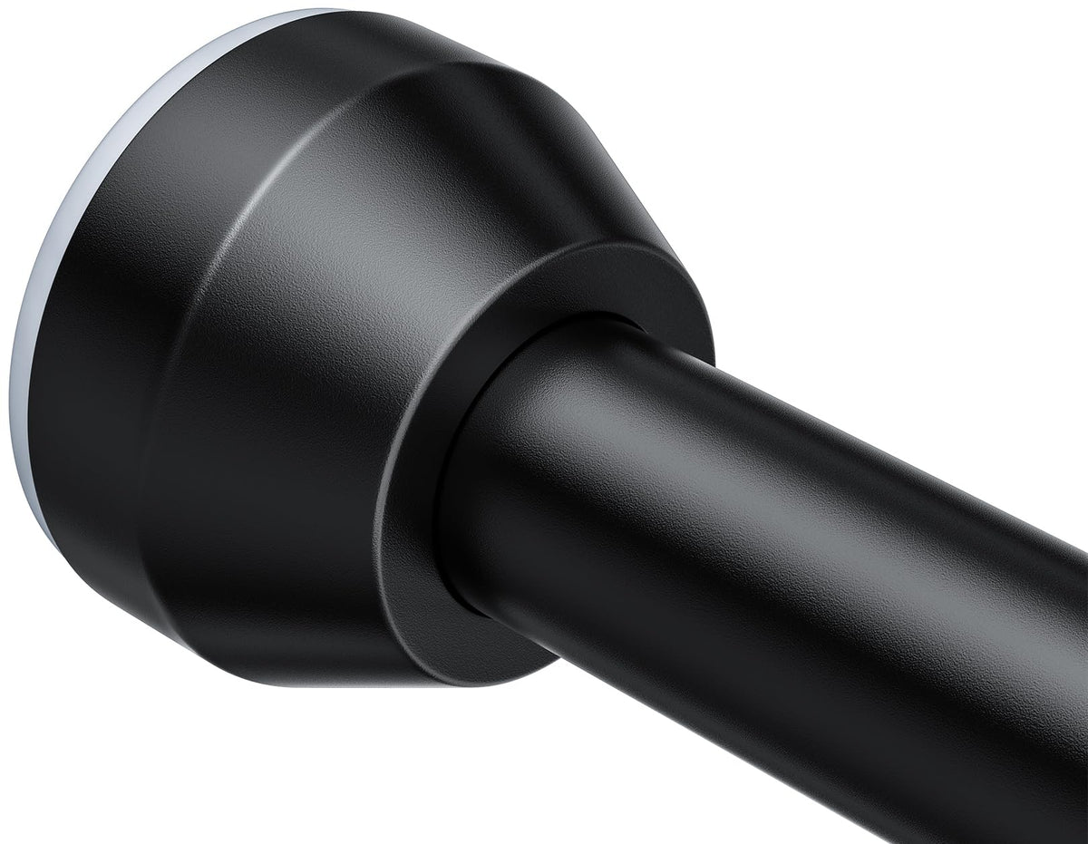 TEECK Shower Curtain Rod, 32-79 inch Adjustable Tension Spring, 1 Inch Shower Curtain Rod Tension, Anti-Slip, Rust-Proof, No Drilling, for Bathroom, Black