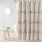 Homechoice Decor Camel Ruffle Shower Curtain 72" W x 72" H