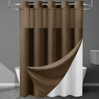 256GSM Heavyweight Ringless Waffle Shower Curtain with Liner, 71x74, White